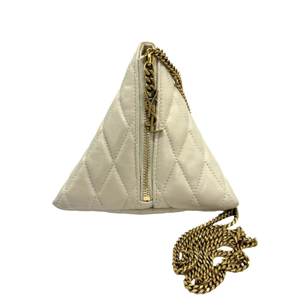 Saint Laurent shoulder bag pochette triangle leather Ivory White